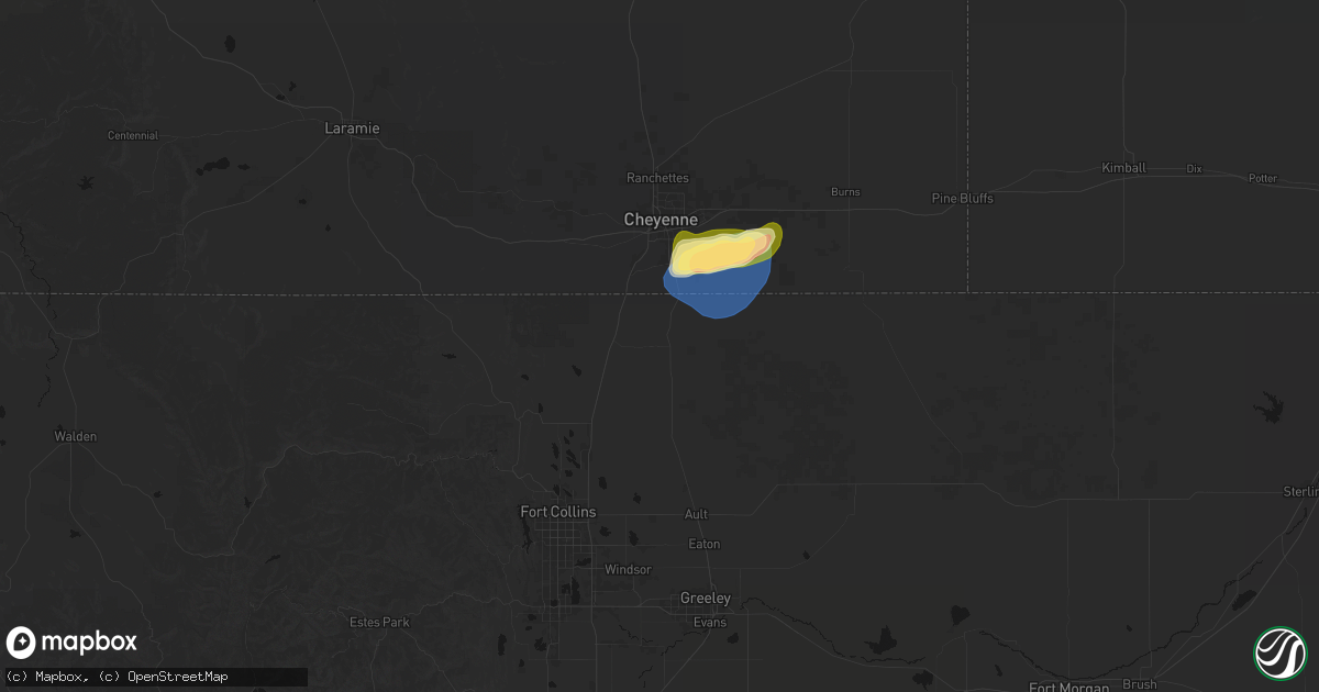 Hail map in Carr, CO on August 12, 2026