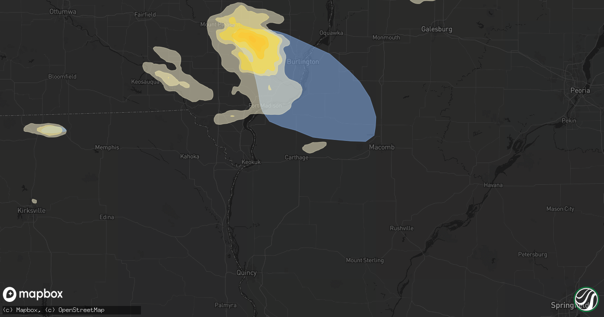 Hail map in Carthage, IL on August 12, 2026