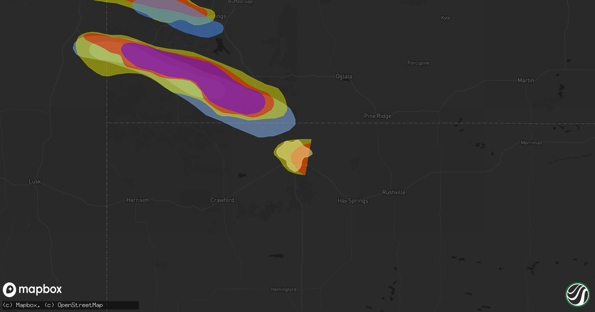 Hail map in Chadron, NE on August 12, 2026