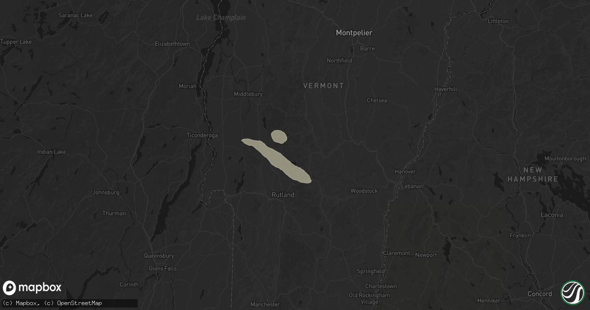 Hail map in Chittenden, VT on August 12, 2026