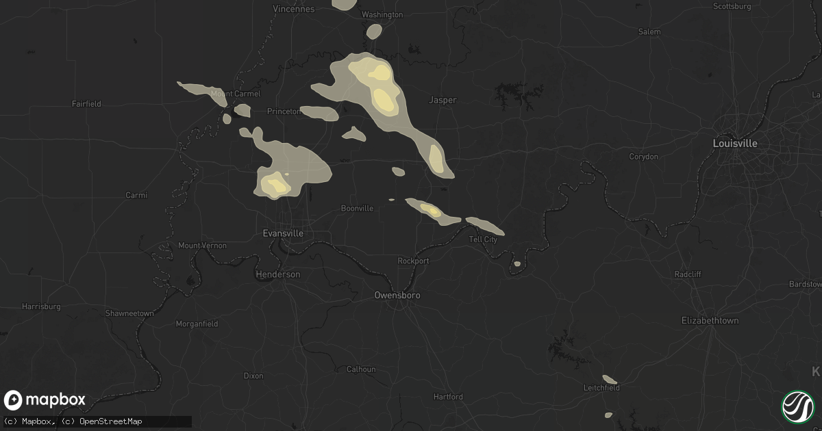 Hail map in Chrisney, IN on August 12, 2026
