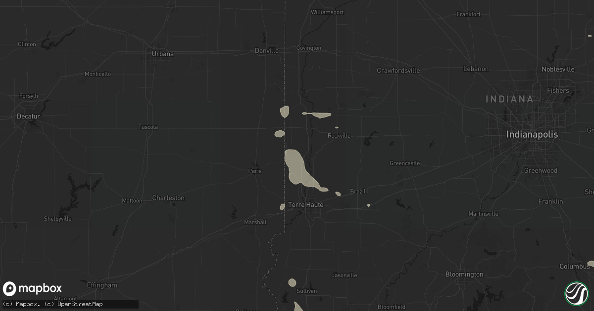 Hail map in Clinton, IN on August 12, 2026