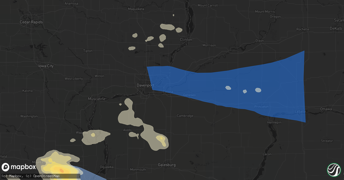 Hail map in Colona, IL on August 12, 2026