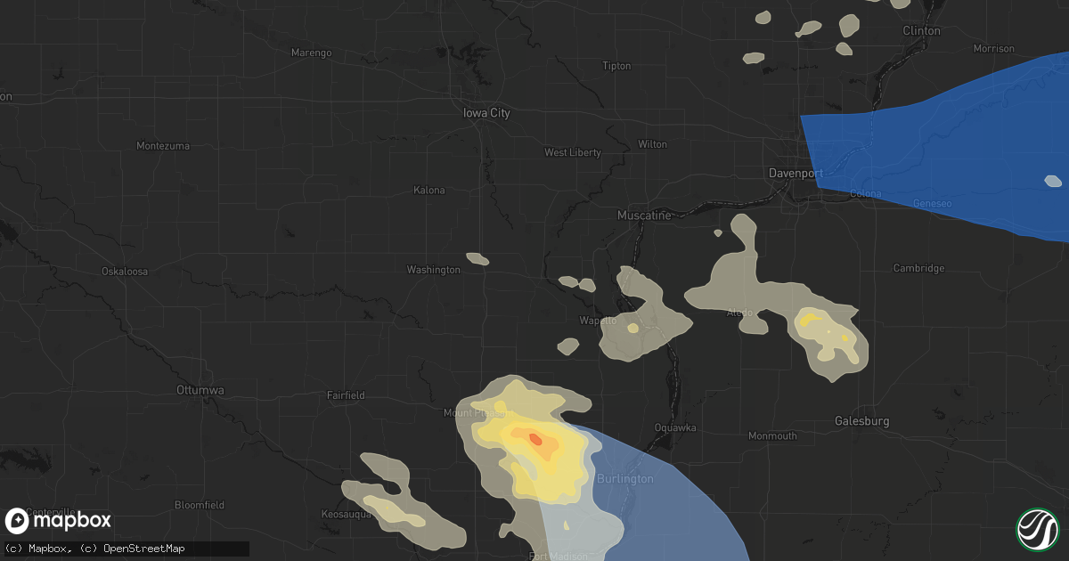 Hail map in Columbus Junction, IA on August 12, 2026