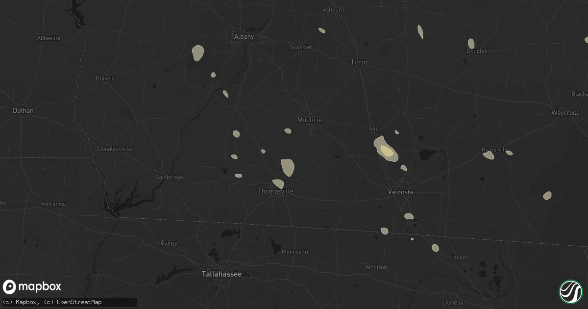 Hail map in Coolidge, GA on August 12, 2026