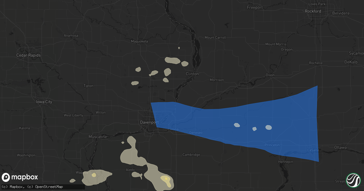Hail map in Cordova, IL on August 12, 2026