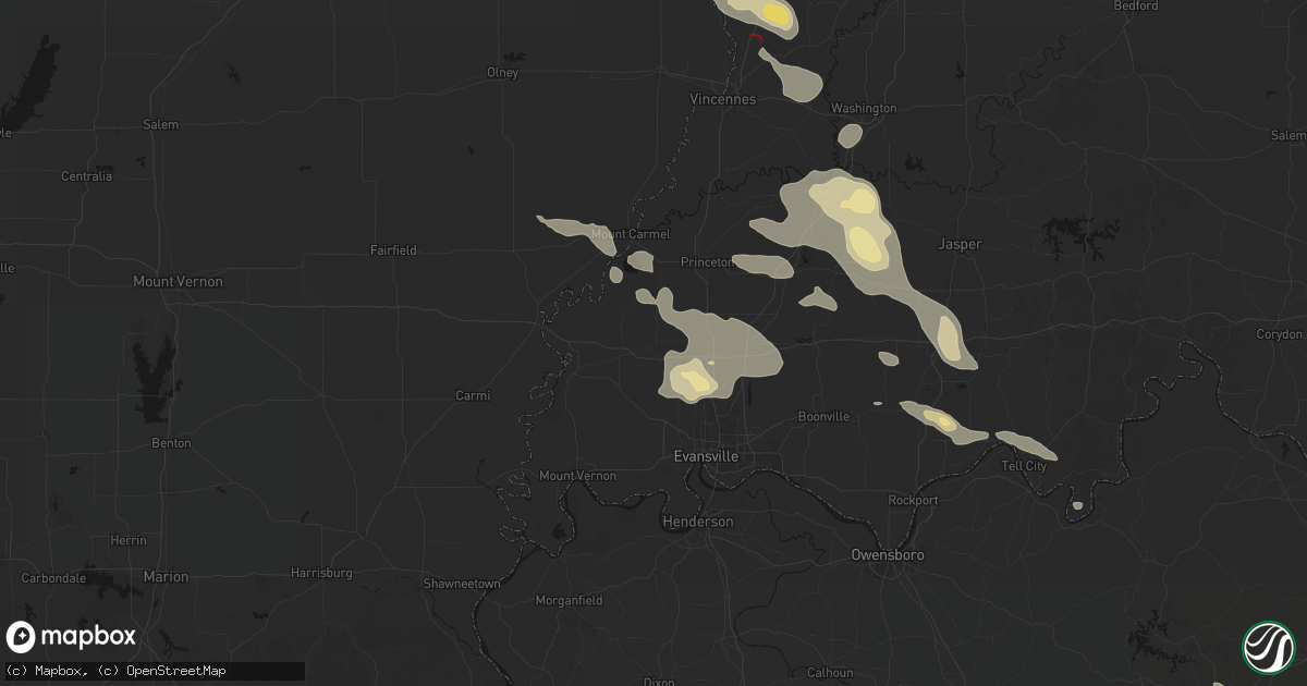 Hail map in Cynthiana, IN on August 12, 2026