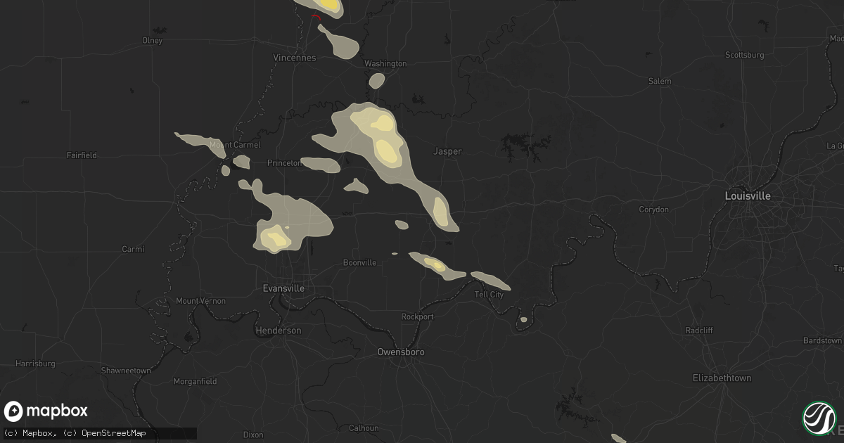 Hail map in Dale, IN on August 12, 2026