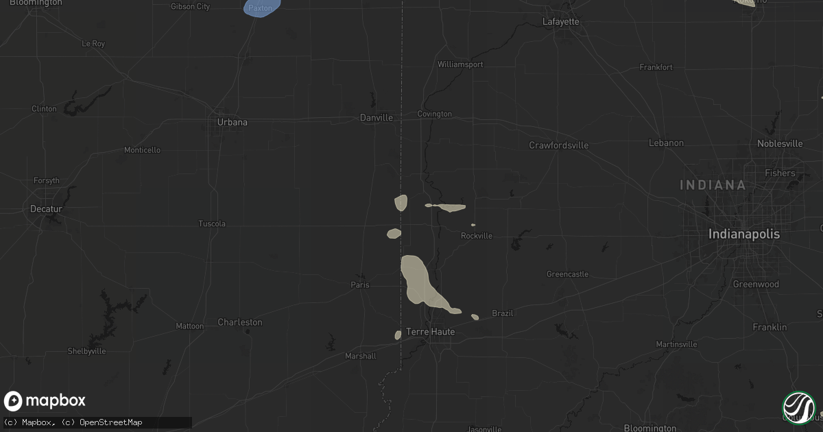 Hail map in Dana, IN on August 12, 2026