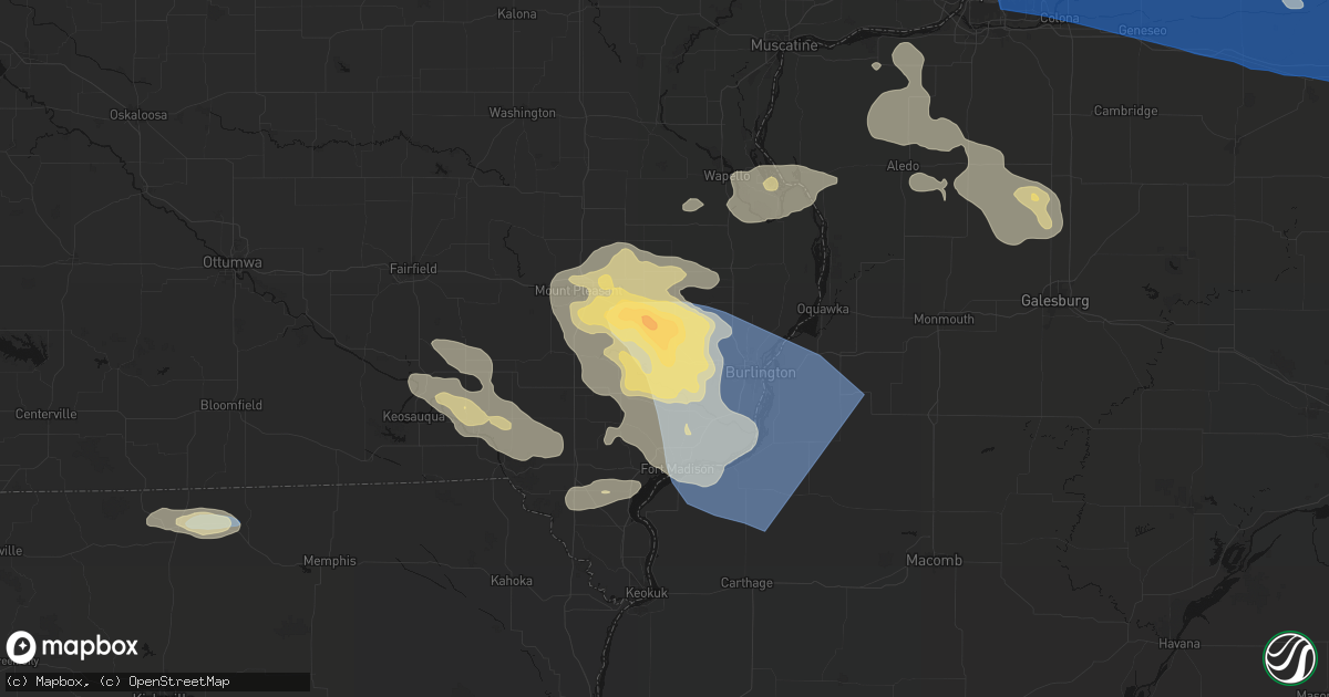Hail map in Danville, IA on August 12, 2026