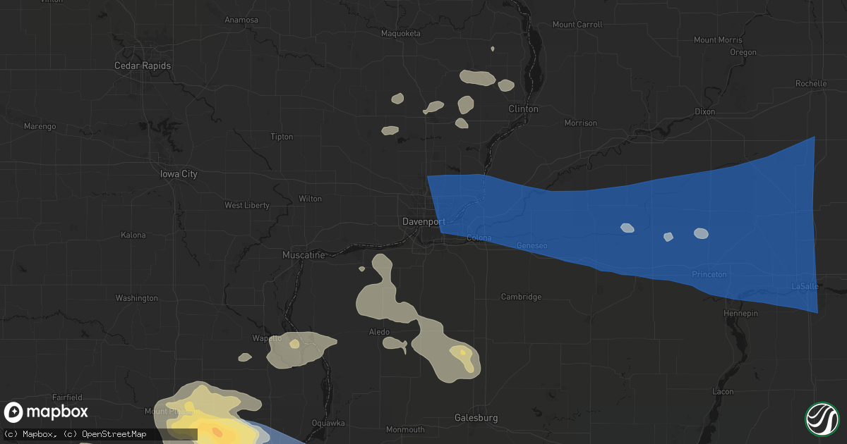 Hail map in Davenport, IA on August 12, 2026