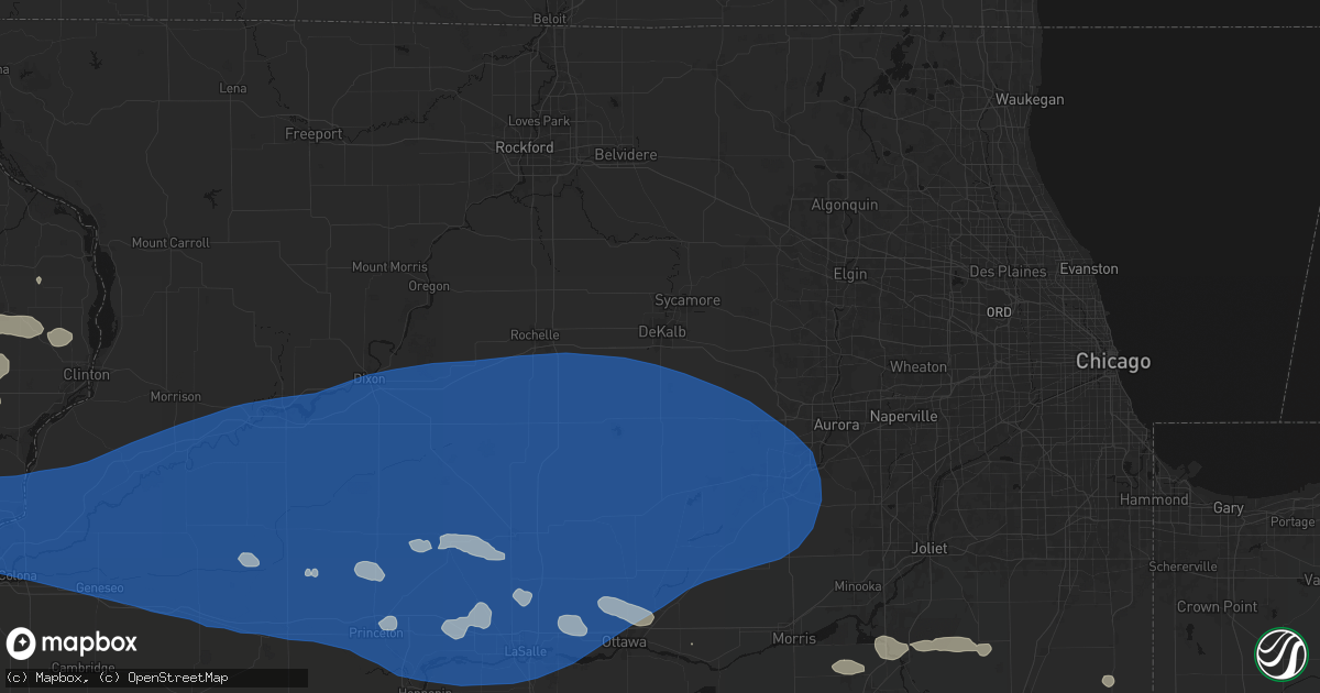 Hail map in Dekalb, IL on August 12, 2026