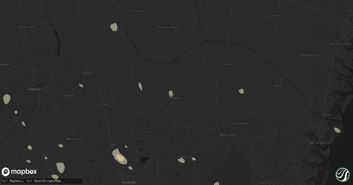 Hail map in Douglas, GA on August 12, 2026