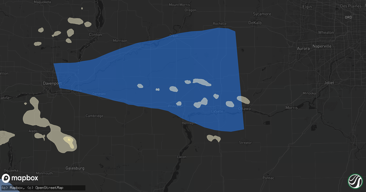 Hail map in Dover, IL on August 12, 2026