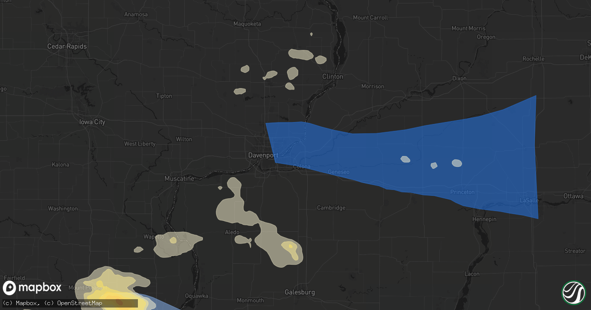 Hail map in East Moline, IL on August 12, 2026