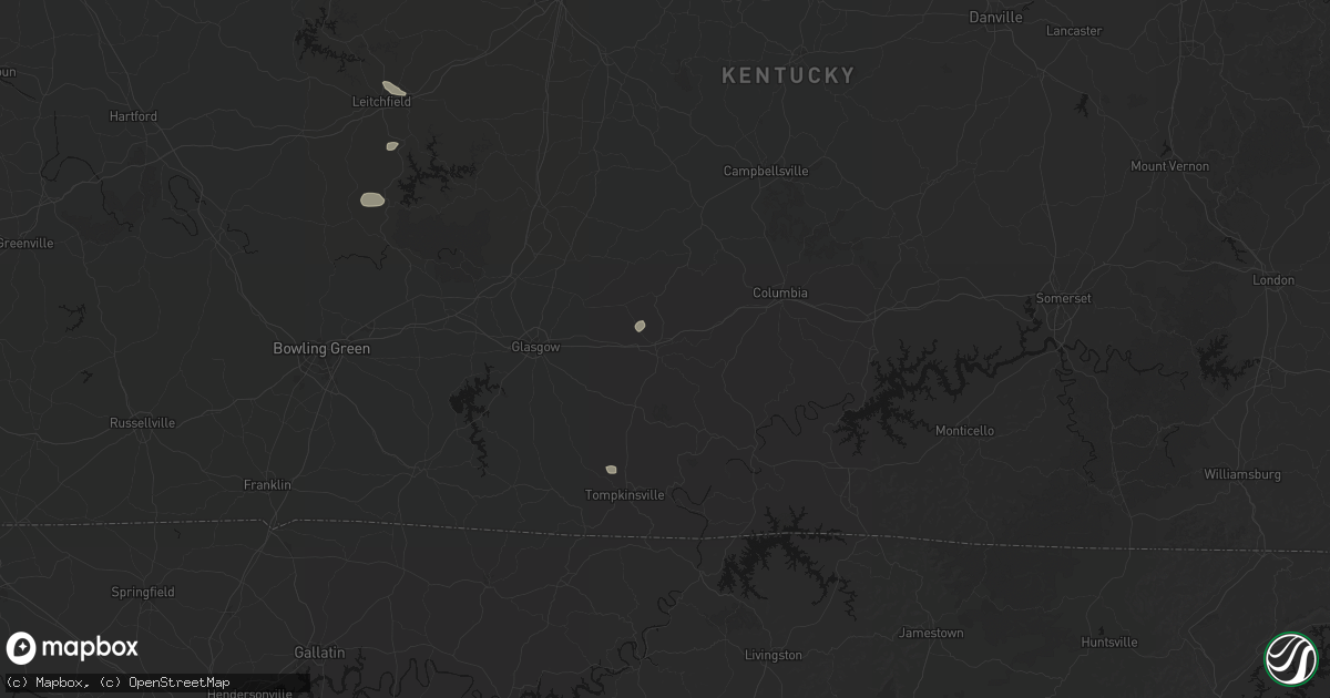 Hail map in Edmonton, KY on August 12, 2026