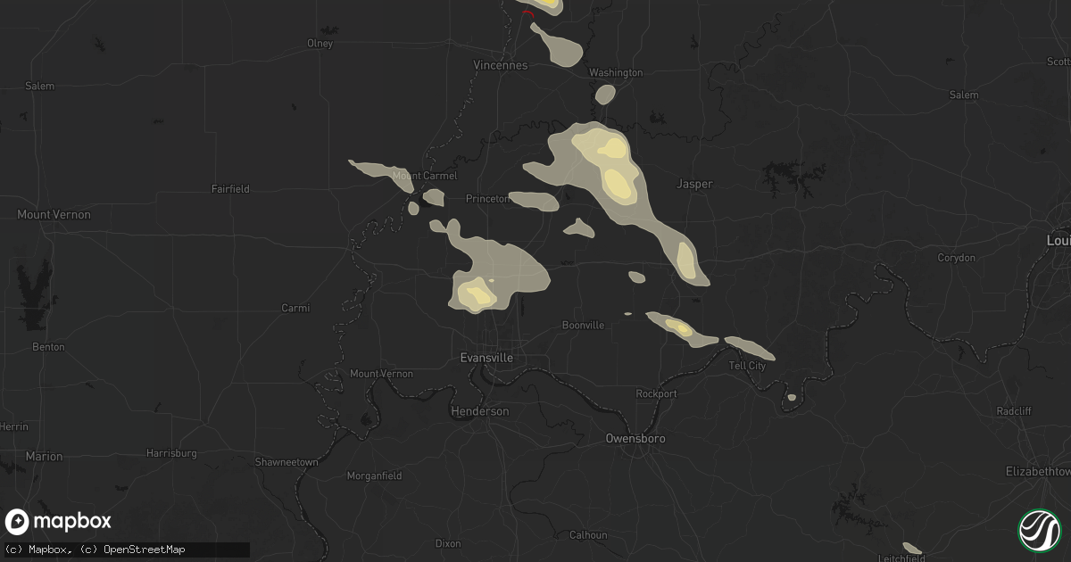 Hail map in Elberfeld, IN on August 12, 2026