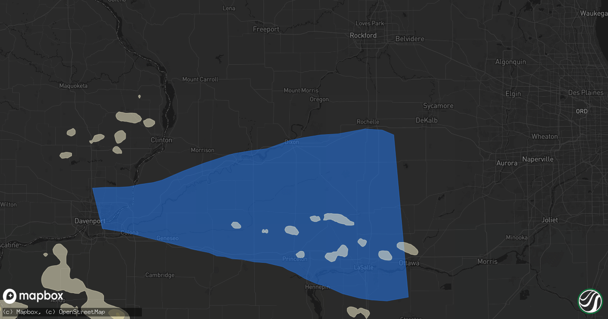 Hail map in Eldena, IL on August 12, 2026