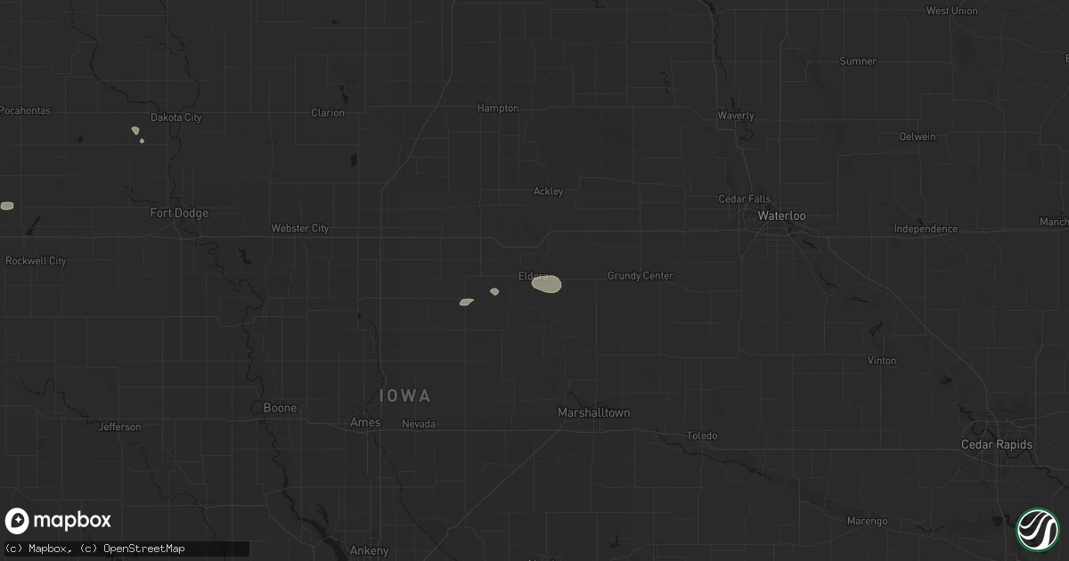 Hail map in Eldora, IA on August 12, 2026