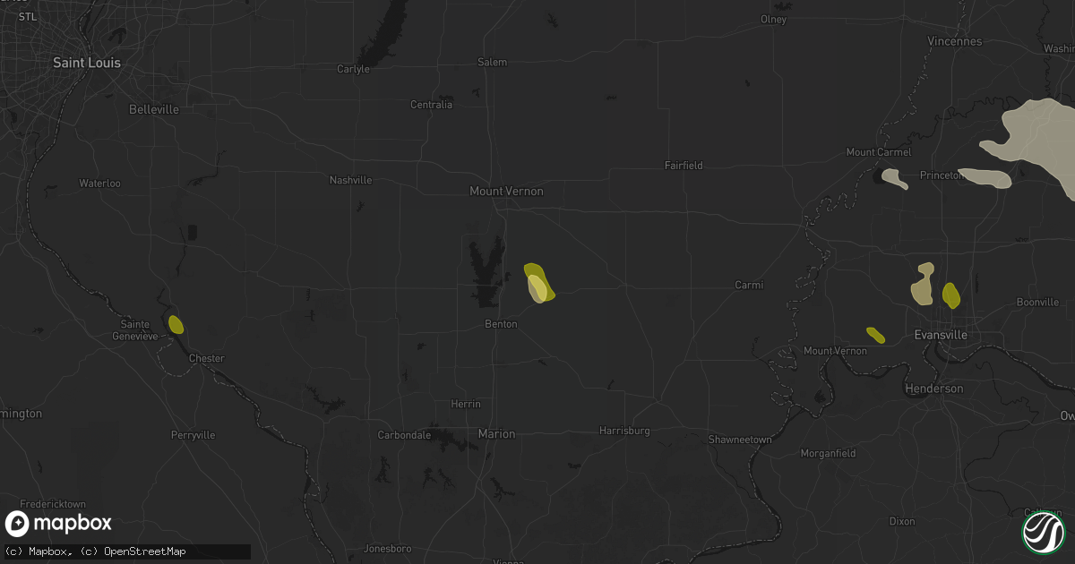 Hail map in Ewing, IL on August 12, 2026