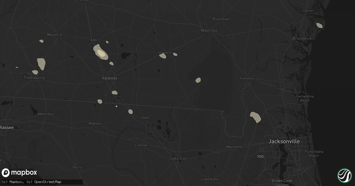 Hail map in Fargo, GA on August 12, 2026