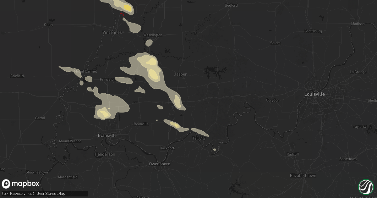 Hail map in Ferdinand, IN on August 12, 2026