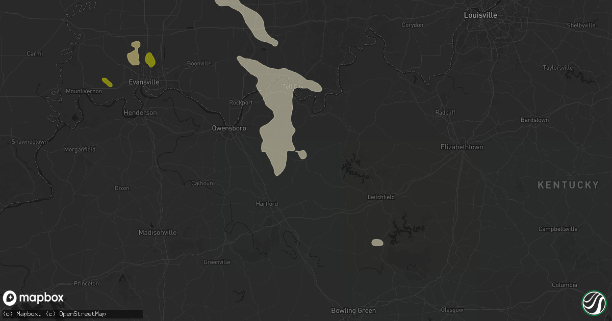 Hail map in Fordsville, KY on August 12, 2026