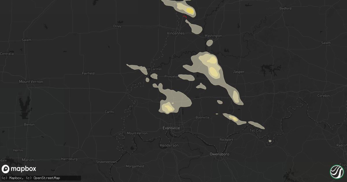 Hail map in Fort Branch, IN on August 12, 2026