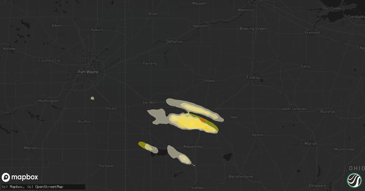 Hail map in Fort Jennings, OH on August 12, 2026