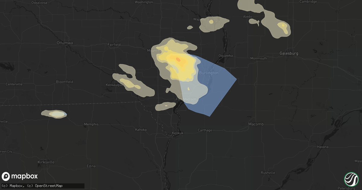 Hail map in Fort Madison, IA on August 12, 2026