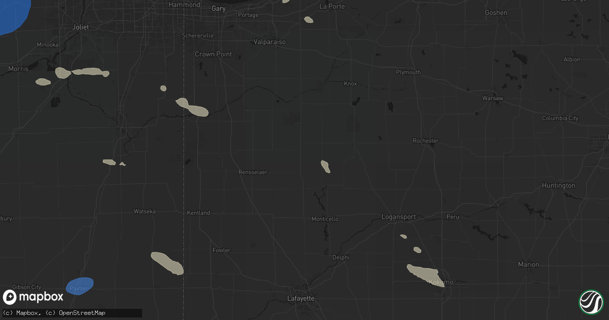 Hail map in Francesville, IN on August 12, 2026