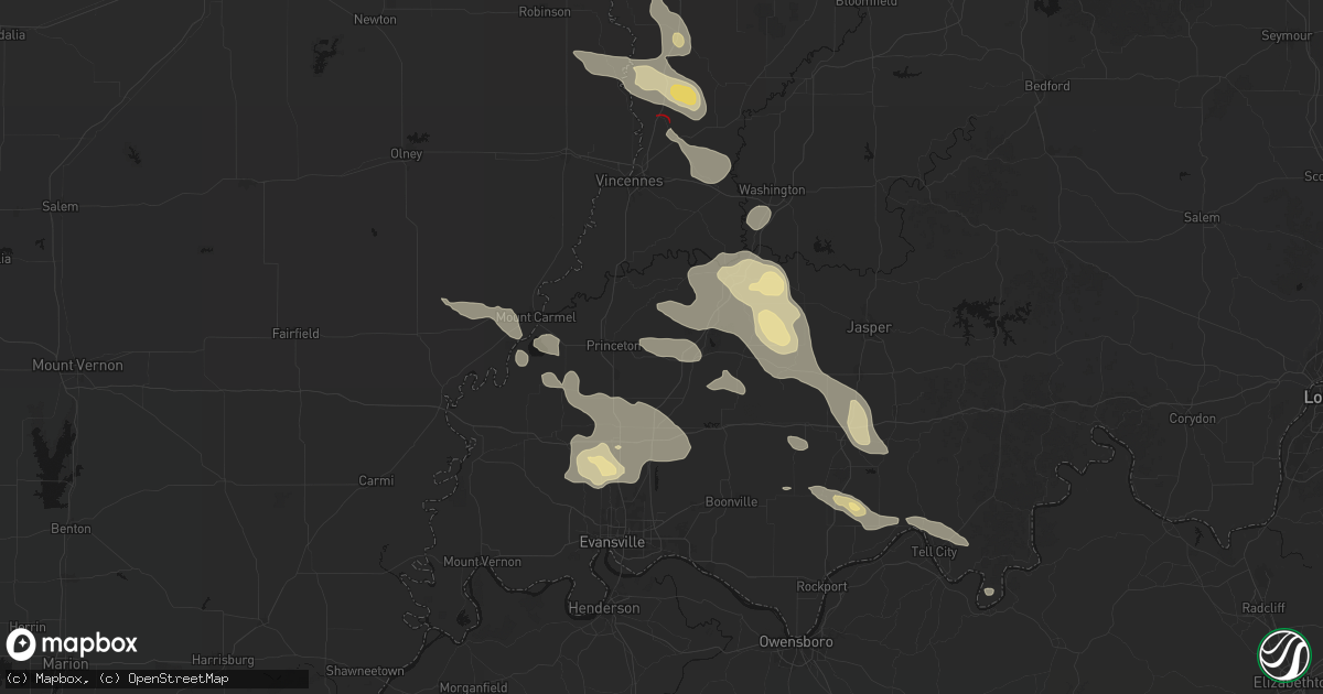 Hail map in Francisco, IN on August 12, 2026