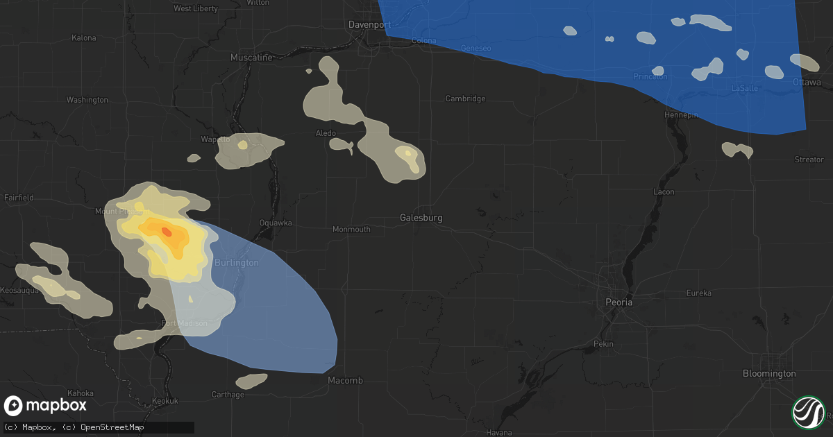 Hail map in Galesburg, IL on August 12, 2026