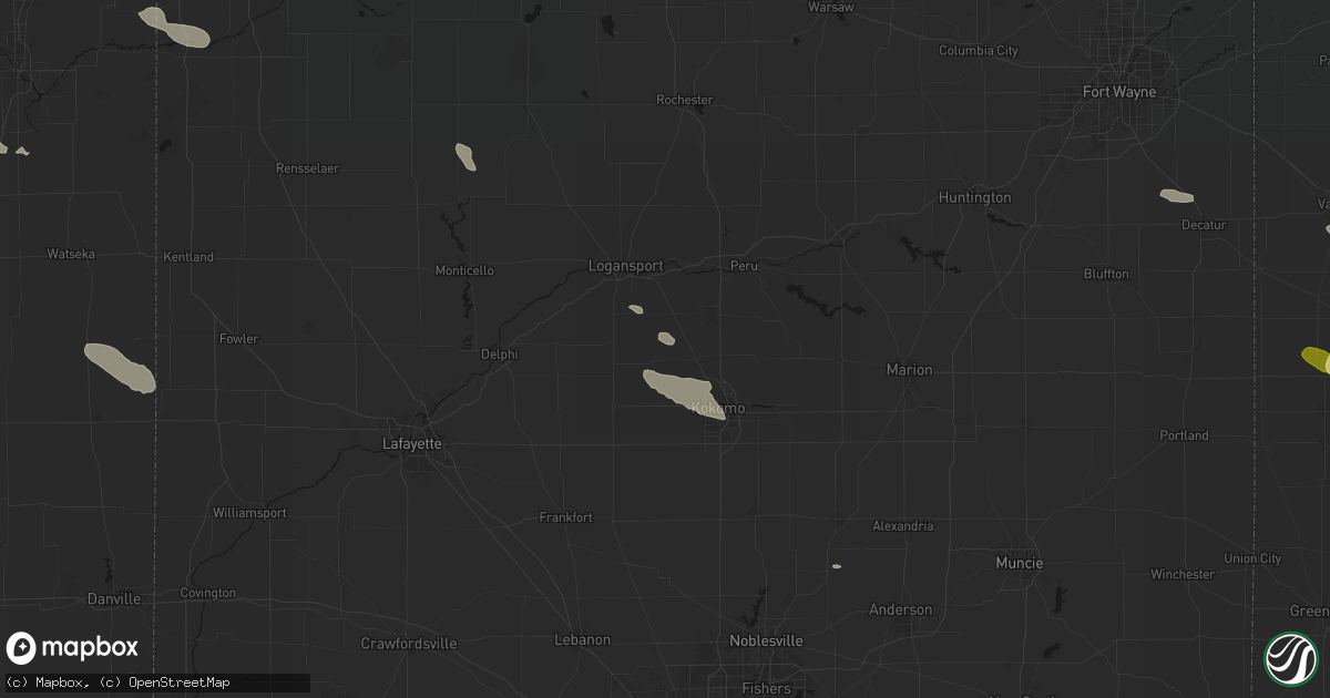 Hail map in Galveston, IN on August 12, 2026