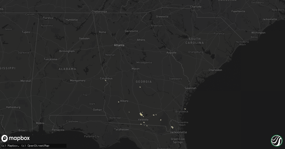 Hail map in Georgia on August 12, 2026