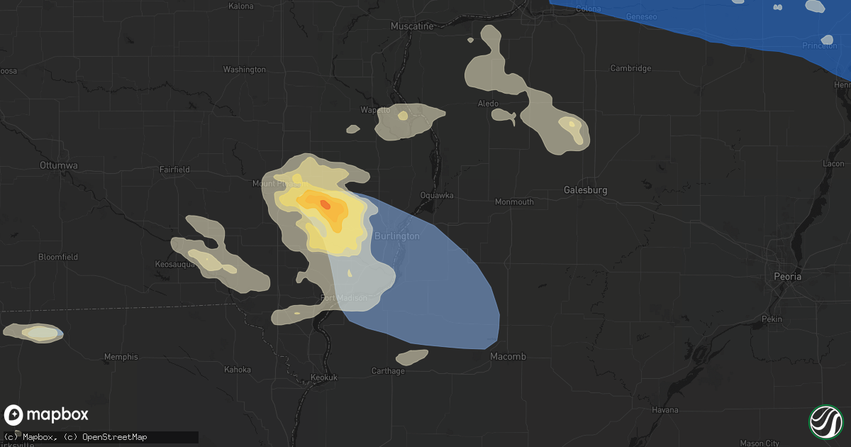 Hail map in Gladstone, IL on August 12, 2026