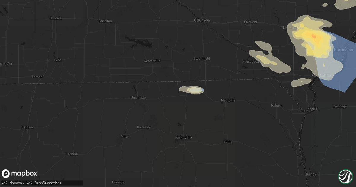 Hail map in Glenwood, MO on August 12, 2026