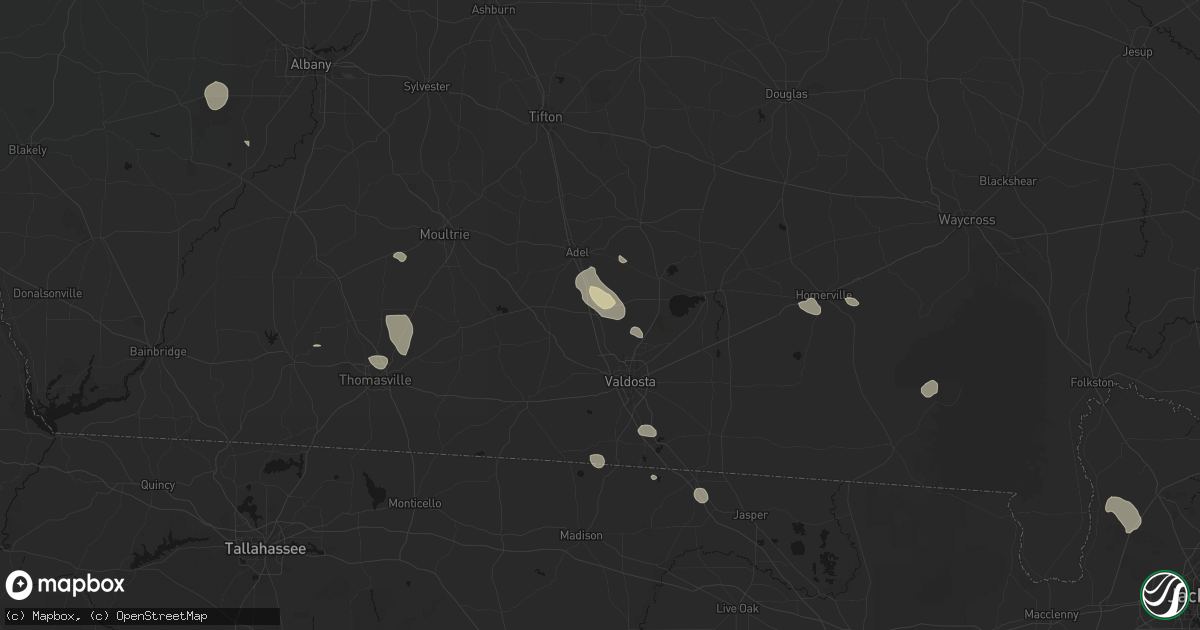 Hail map in Hahira, GA on August 12, 2026