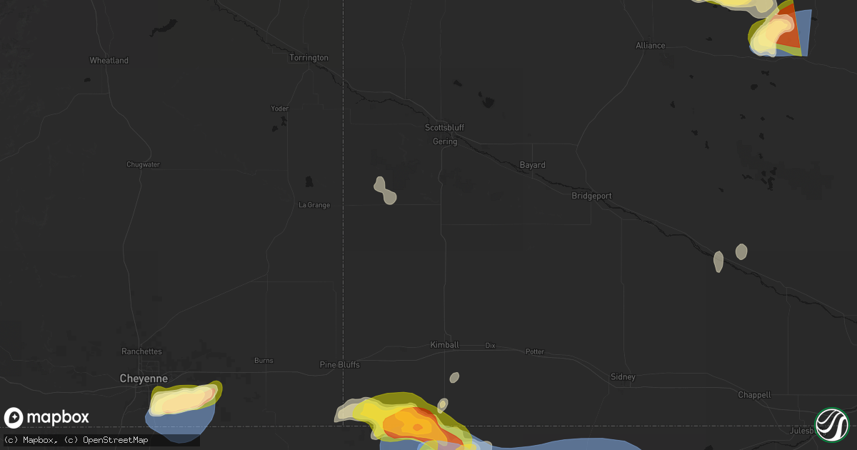 Hail map in Harrisburg, NE on August 12, 2026
