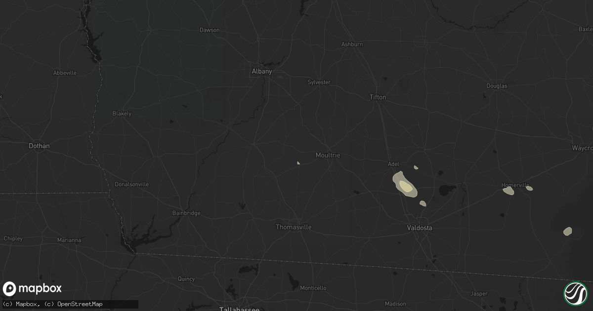 Hail map in Hartsfield, GA on August 12, 2026