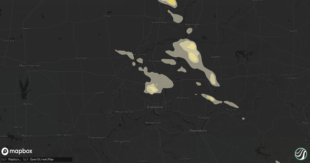 Hail map in Haubstadt, IN on August 12, 2026