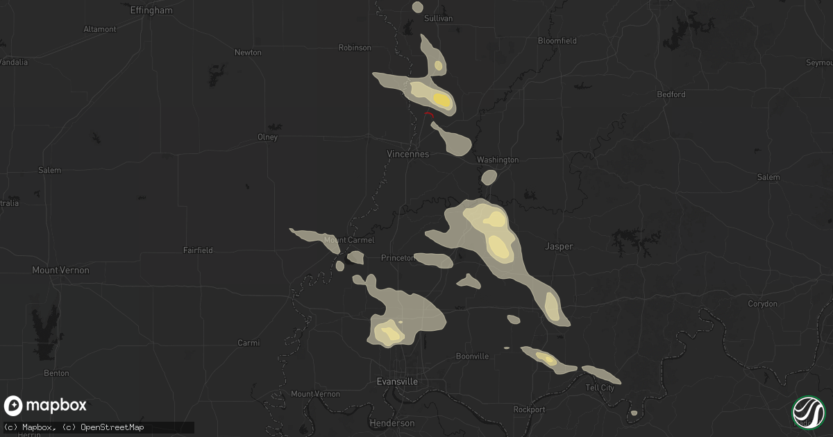 Hail map in Hazleton, IN on August 12, 2026