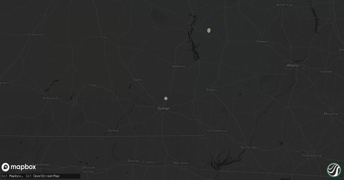 Hail map in Headland, AL on August 12, 2026