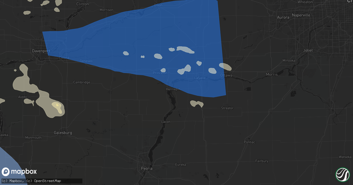 Hail map in Hennepin, IL on August 12, 2026