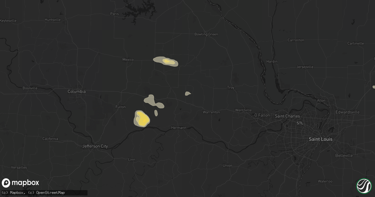 Hail map in High Hill, MO on August 12, 2026