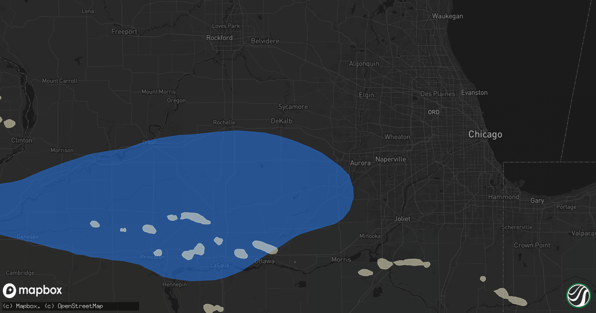 Hail map in Hinckley, IL on August 12, 2026