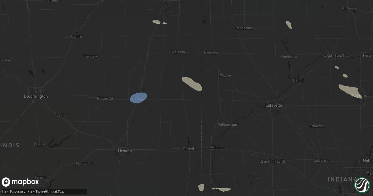 Hail map in Hoopeston, IL on August 12, 2026
