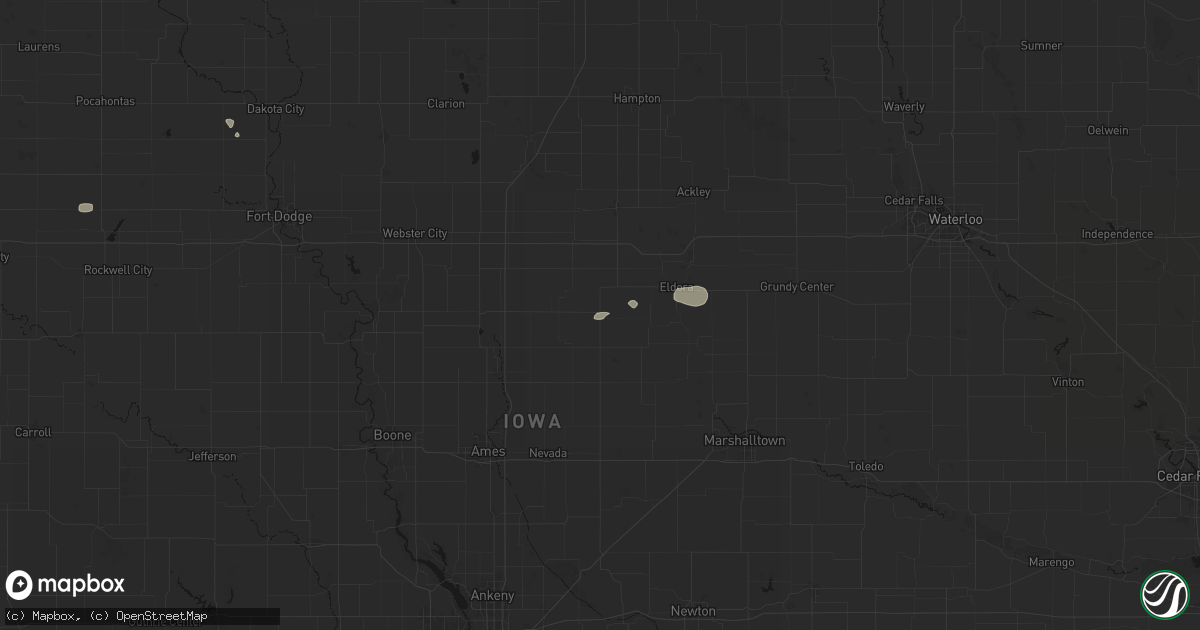 Hail map in Hubbard, IA on August 12, 2026