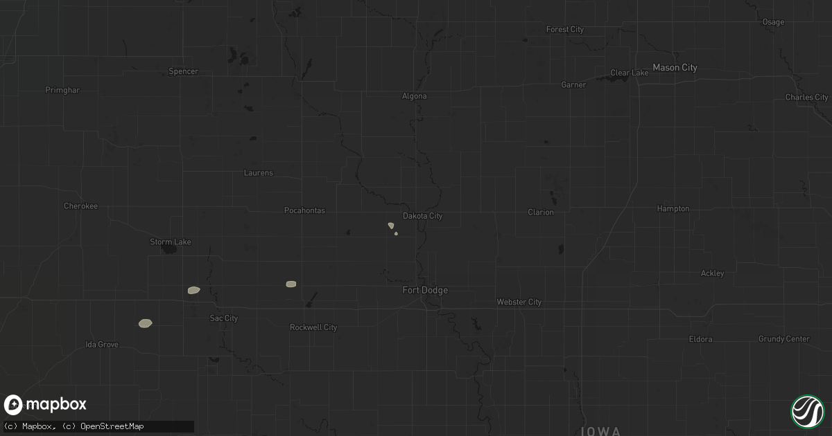 Hail map in Humboldt, IA on August 12, 2026