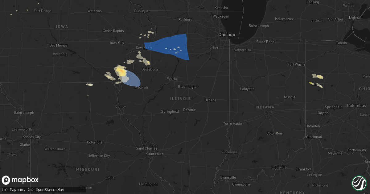 Hail map in Illinois on August 12, 2026